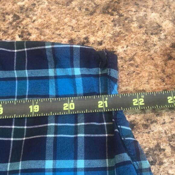 Blue Plaid Button‎ Down Long Sleeve Casual Shirt - Picture 10 of 11